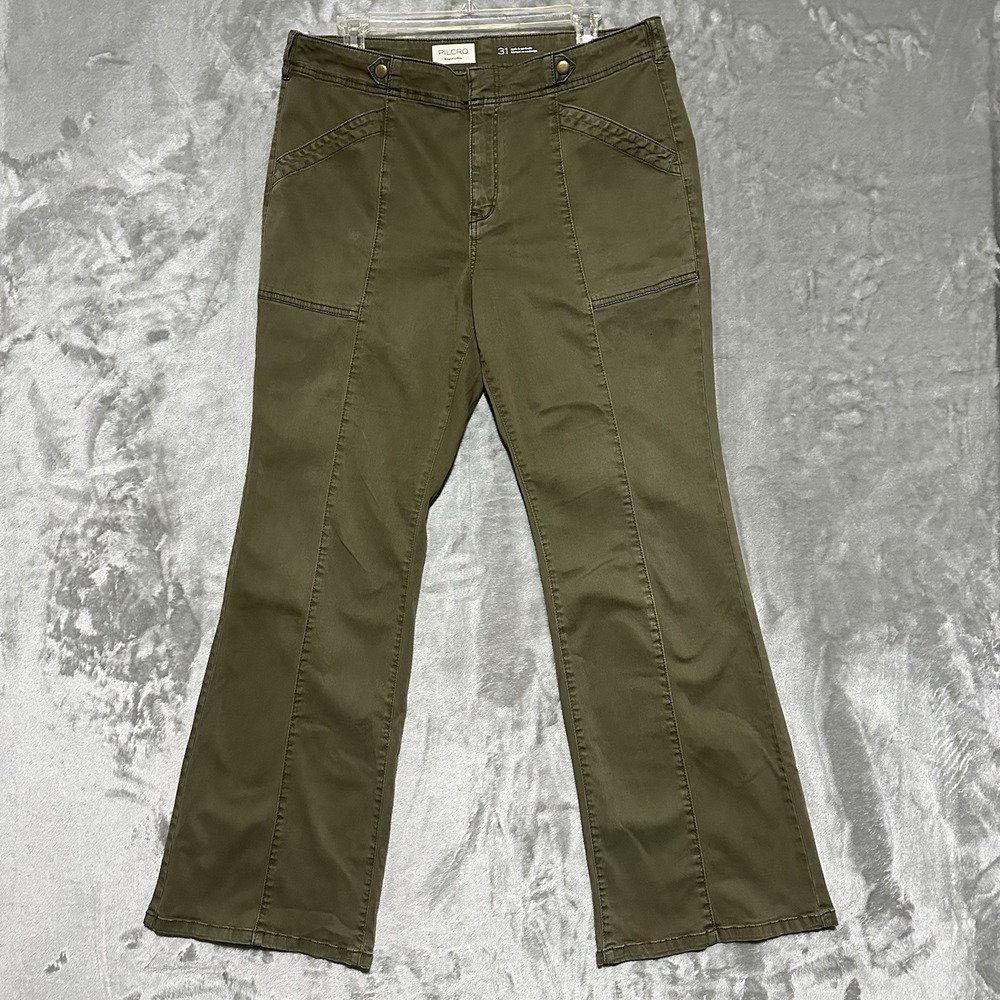 Anthropologie Pilcro Demulune Utility Wide leg Pants Womens Sz 31 Green Stretch